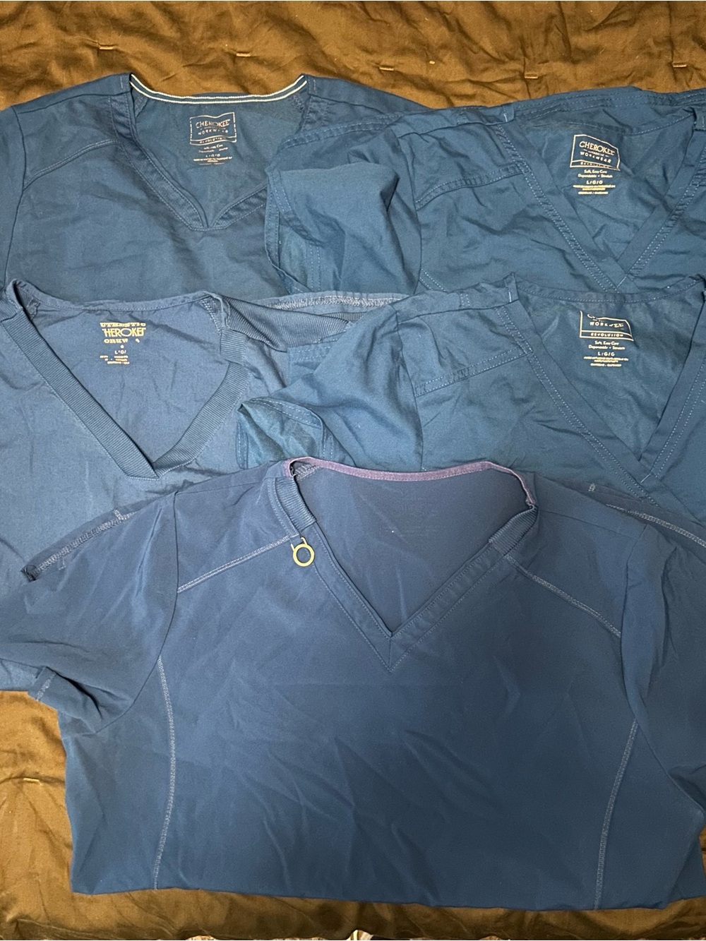 Cherokee Royal Blue Medical Scrub Tops - Lot of 6